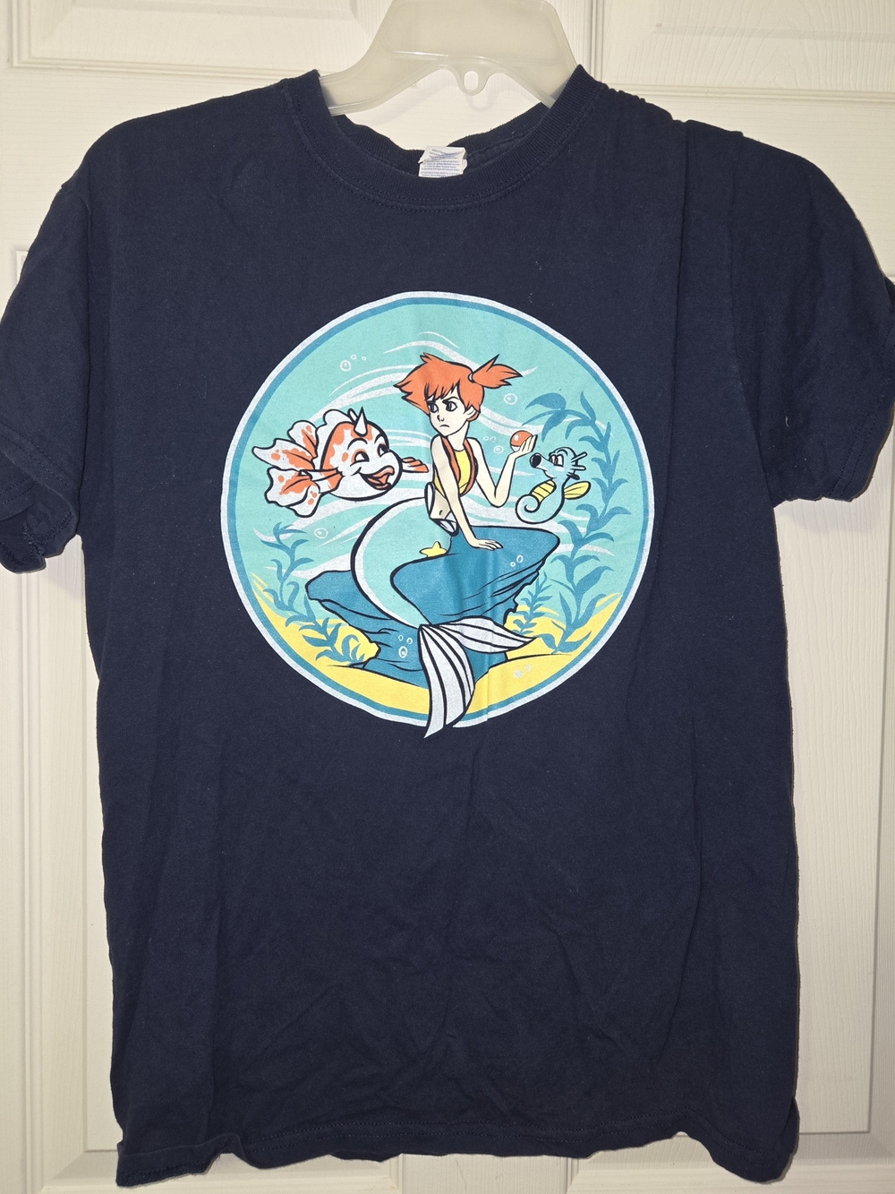 Navy Blue Pokemon Misty & Fish Graphic Tee - Brand Unspecified